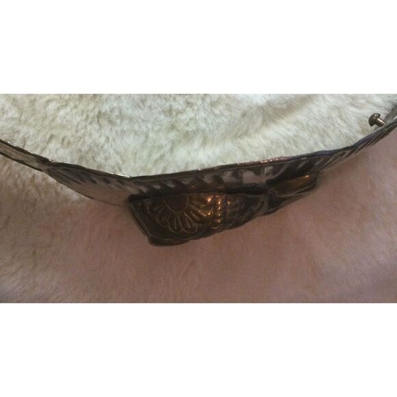 VTG Hand Hammered Silver Metal Waist Belt Band/raised Brass Elephant Head Buckle main image 9